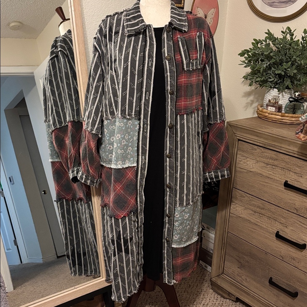 Pol Patchwork Long Boho Jacket - image 4